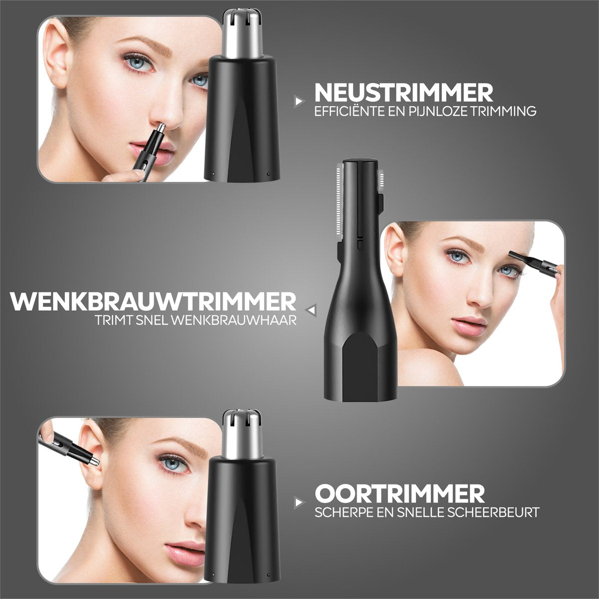 AG Neustrimmer & Wenkbrauwtrimmer - Vrouwen & Mannen - Zwart