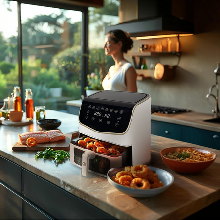 AG Airfryer XXL - White- Tot 8 personen - Met Kijkvenster