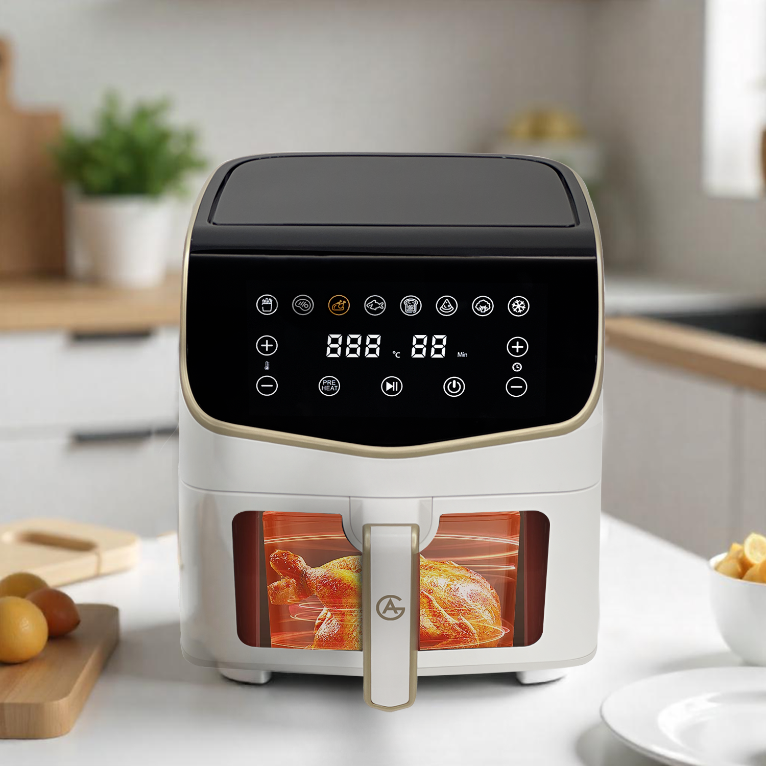 AG Airfryer XXL - White- Tot 8 personen - Met Kijkvenster