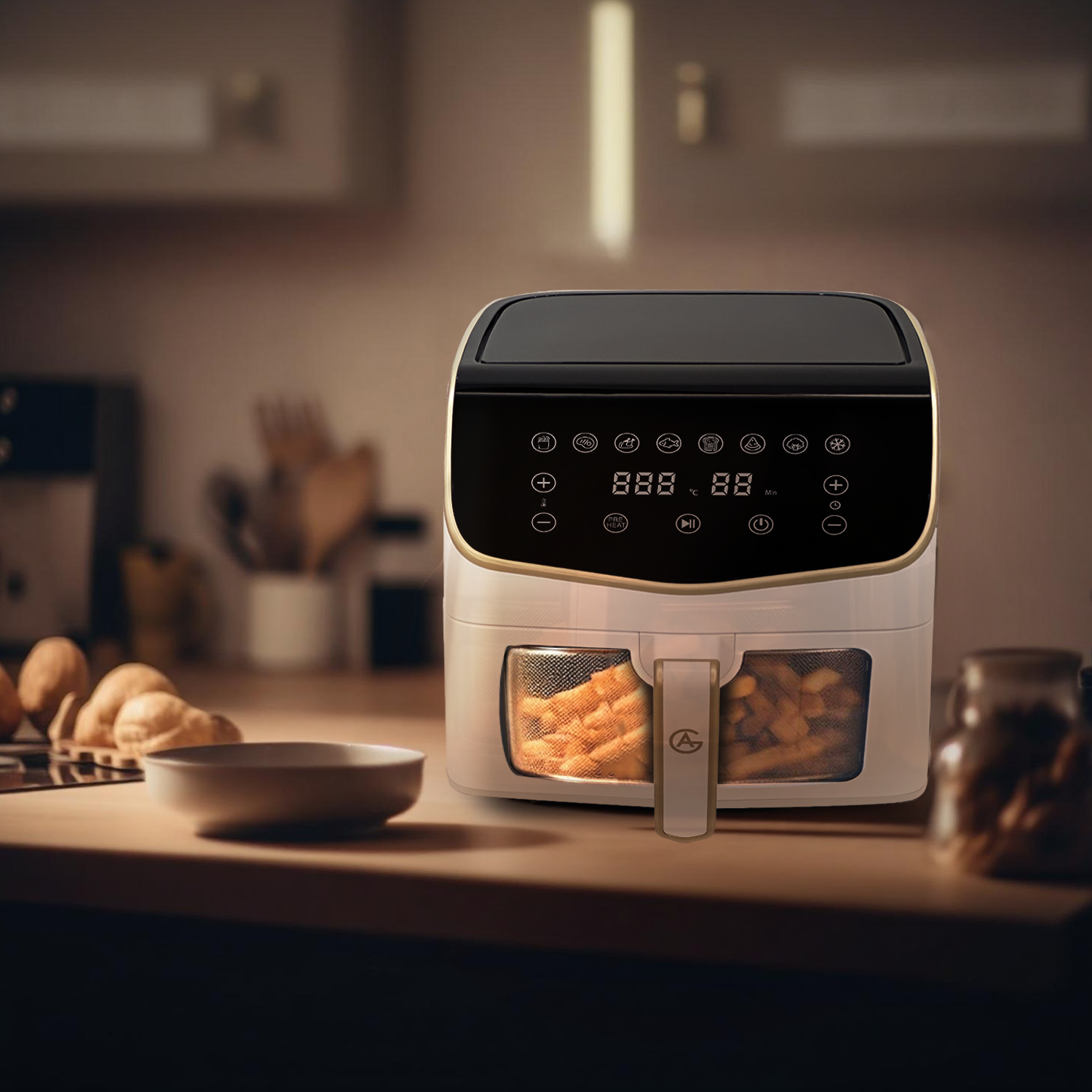 AG Airfryer XXL - White- Tot 8 personen - Met Kijkvenster