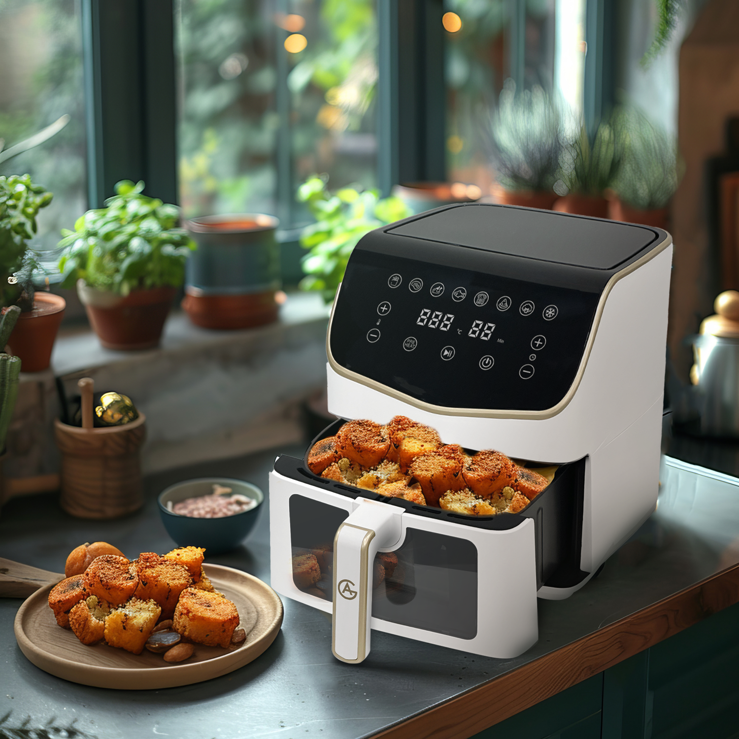 AG Airfryer XXL - White- Tot 8 personen - Met Kijkvenster