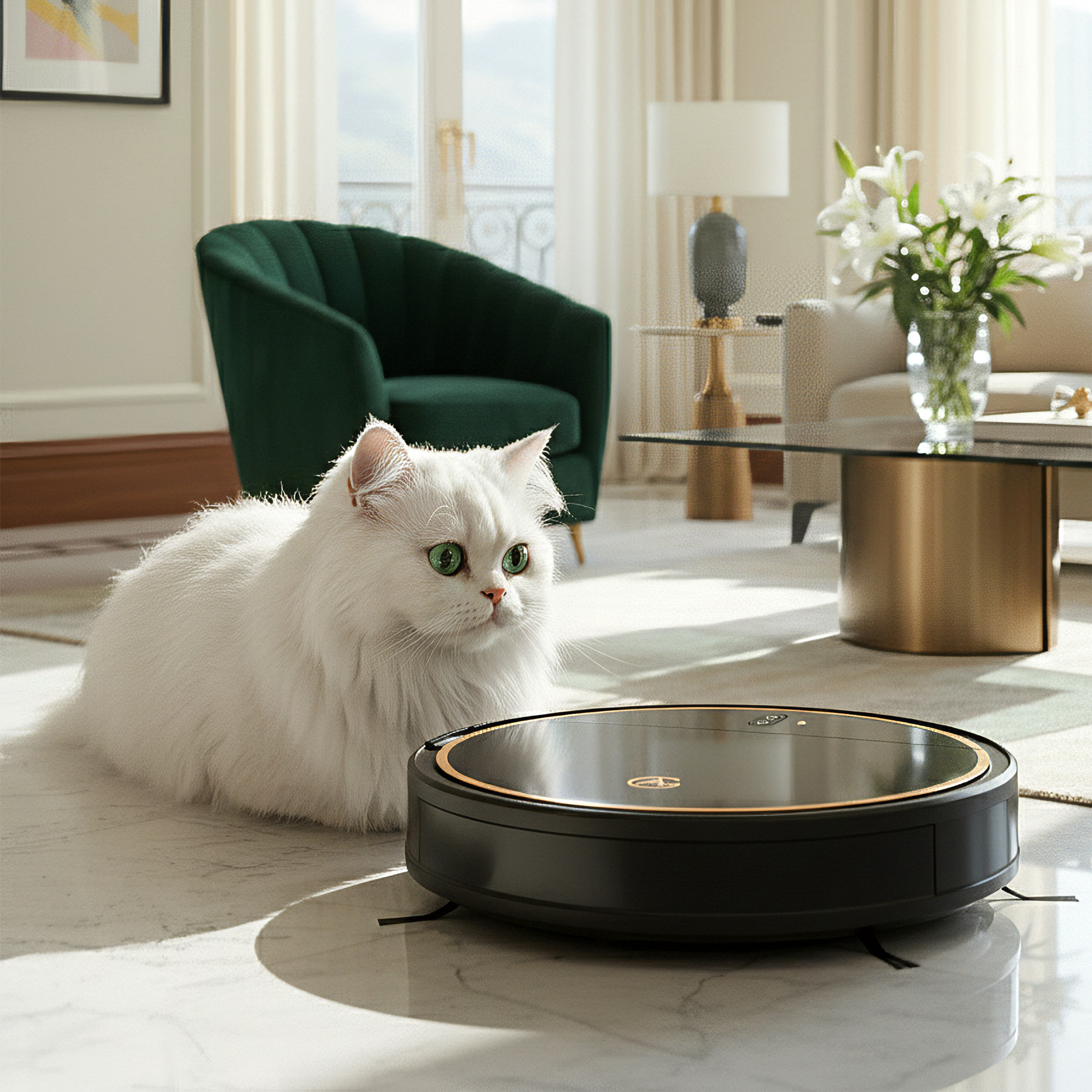 AG Robotstofzuiger met Dweilfunctie - Gold Ring Design.