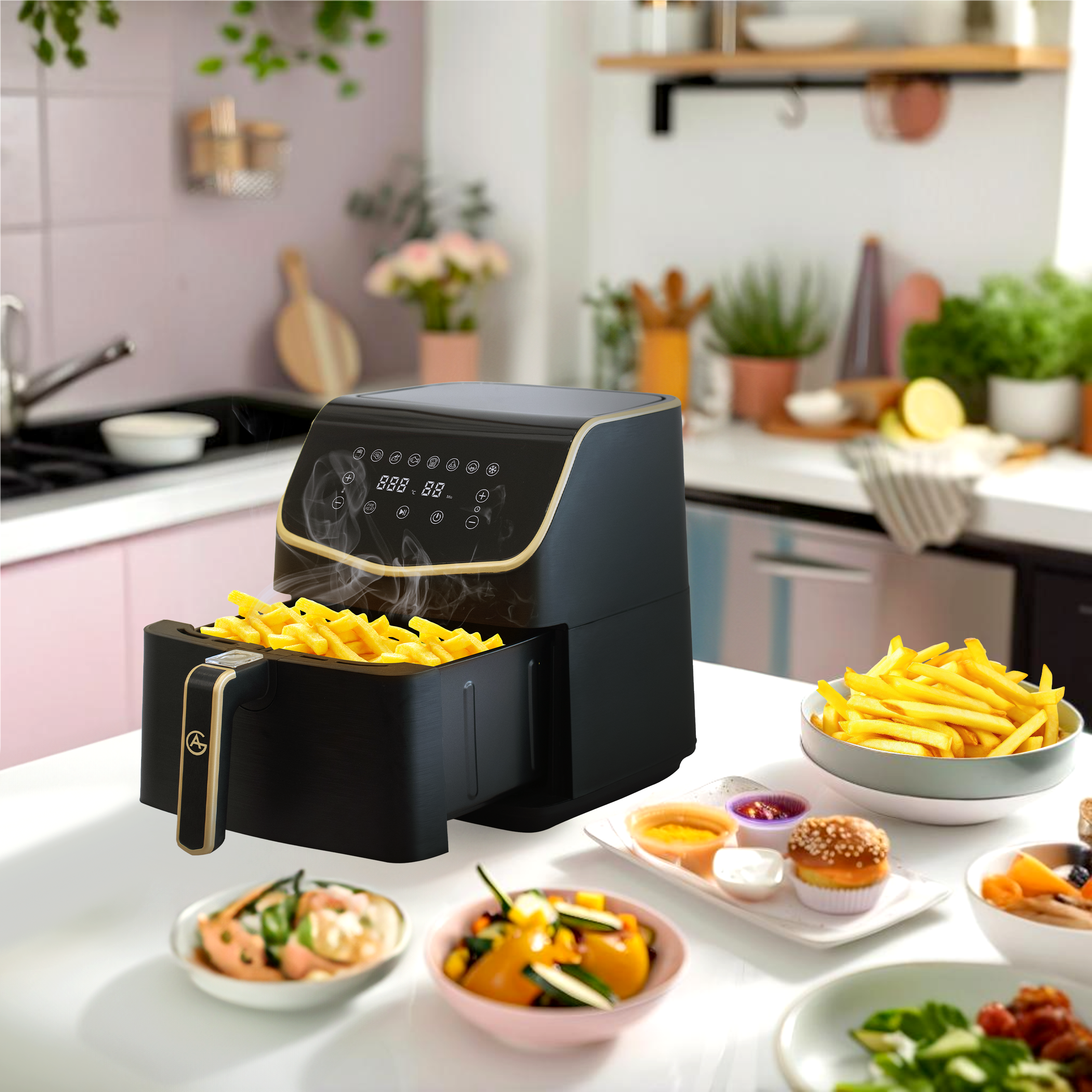 AG Airfryer XXL - Black - Tot 8 Personen - Met Uitneembare Bak