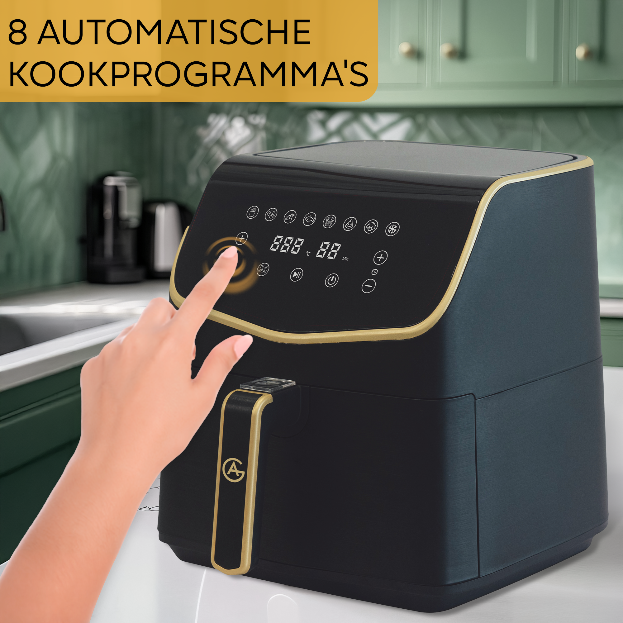 AG Airfryer XXL - Black - Tot 8 Personen - Met Uitneembare Bak