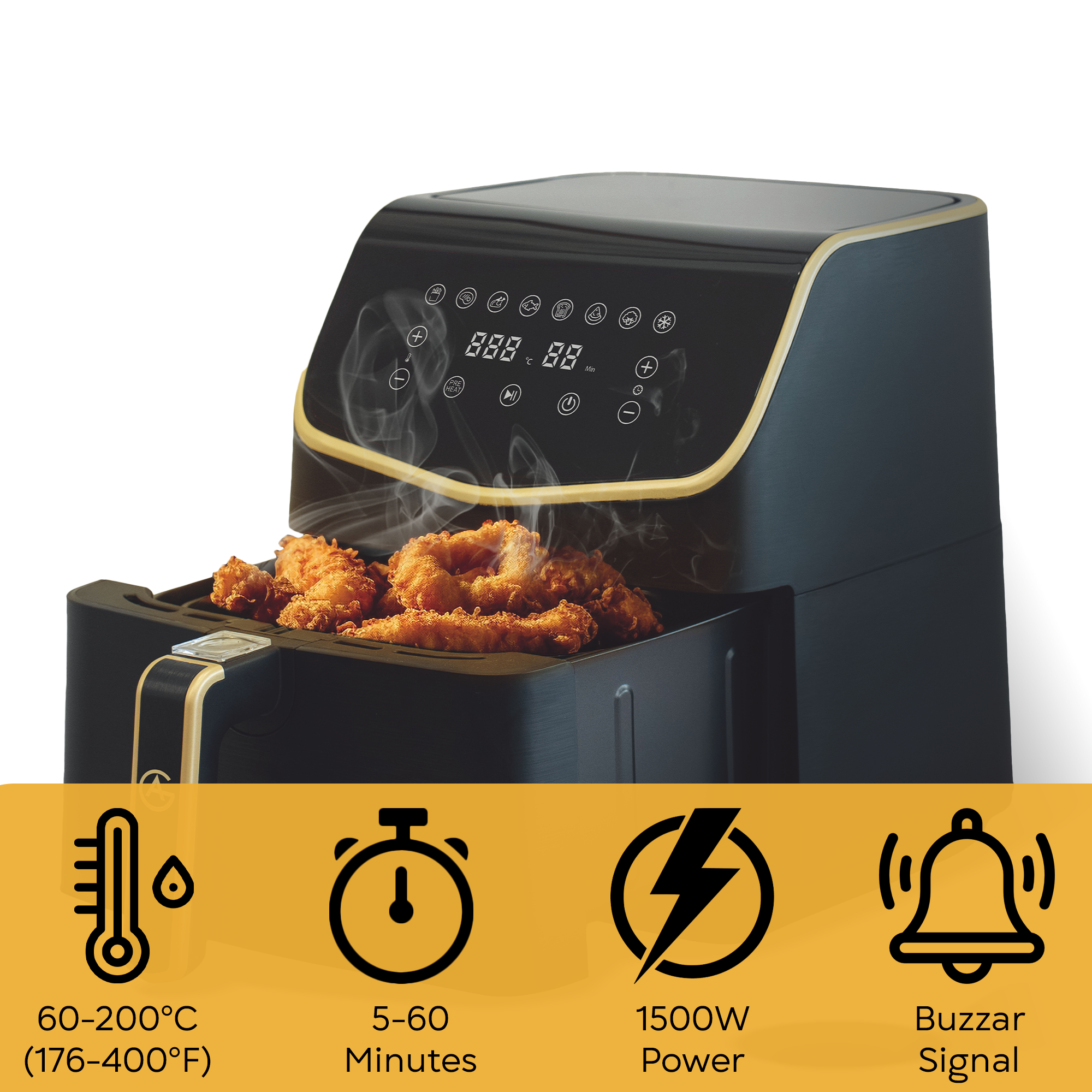 AG Airfryer XXL - Black - Tot 8 Personen - Met Uitneembare Bak
