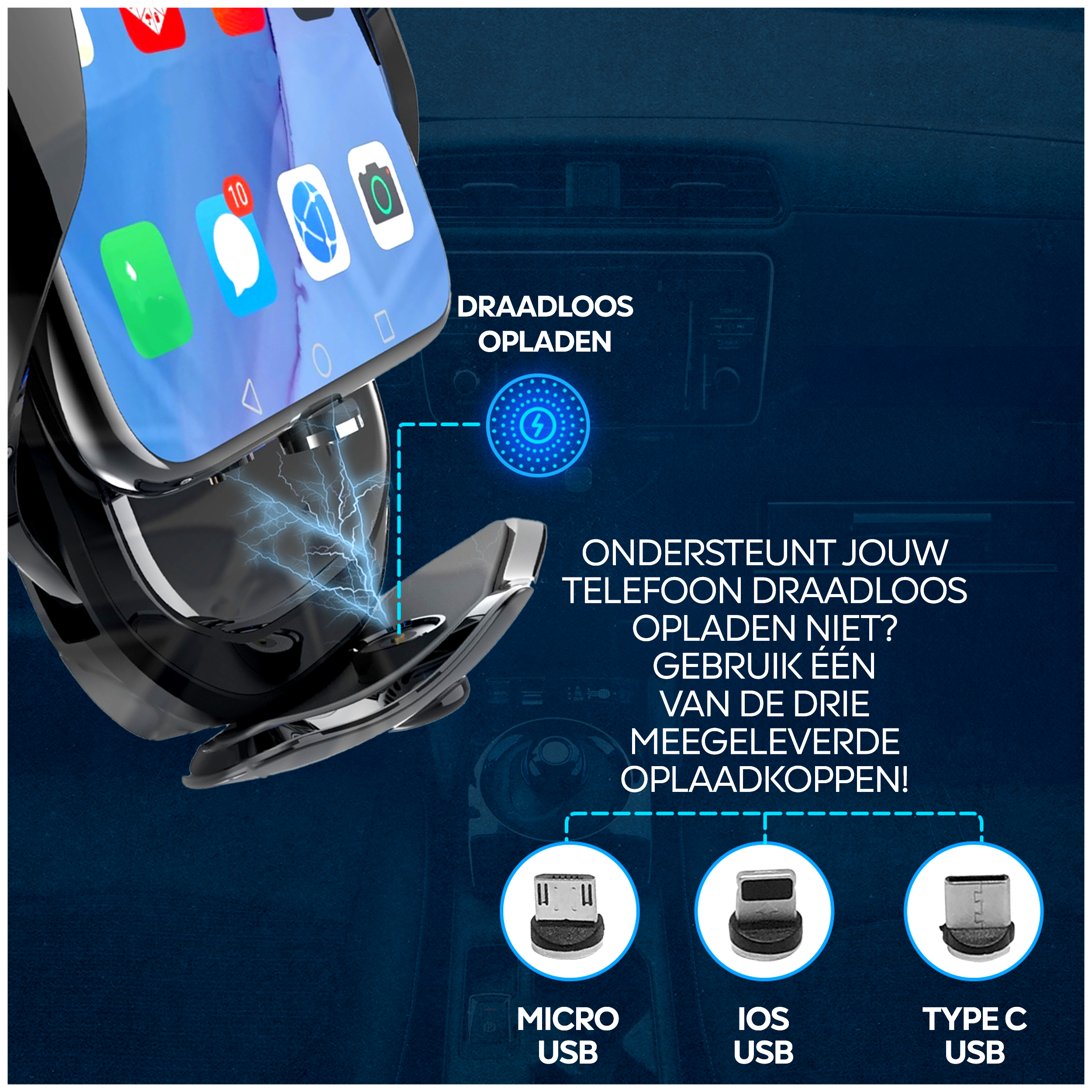 AG Luxe Telefoonhouder Auto - Draadloos Opladen
