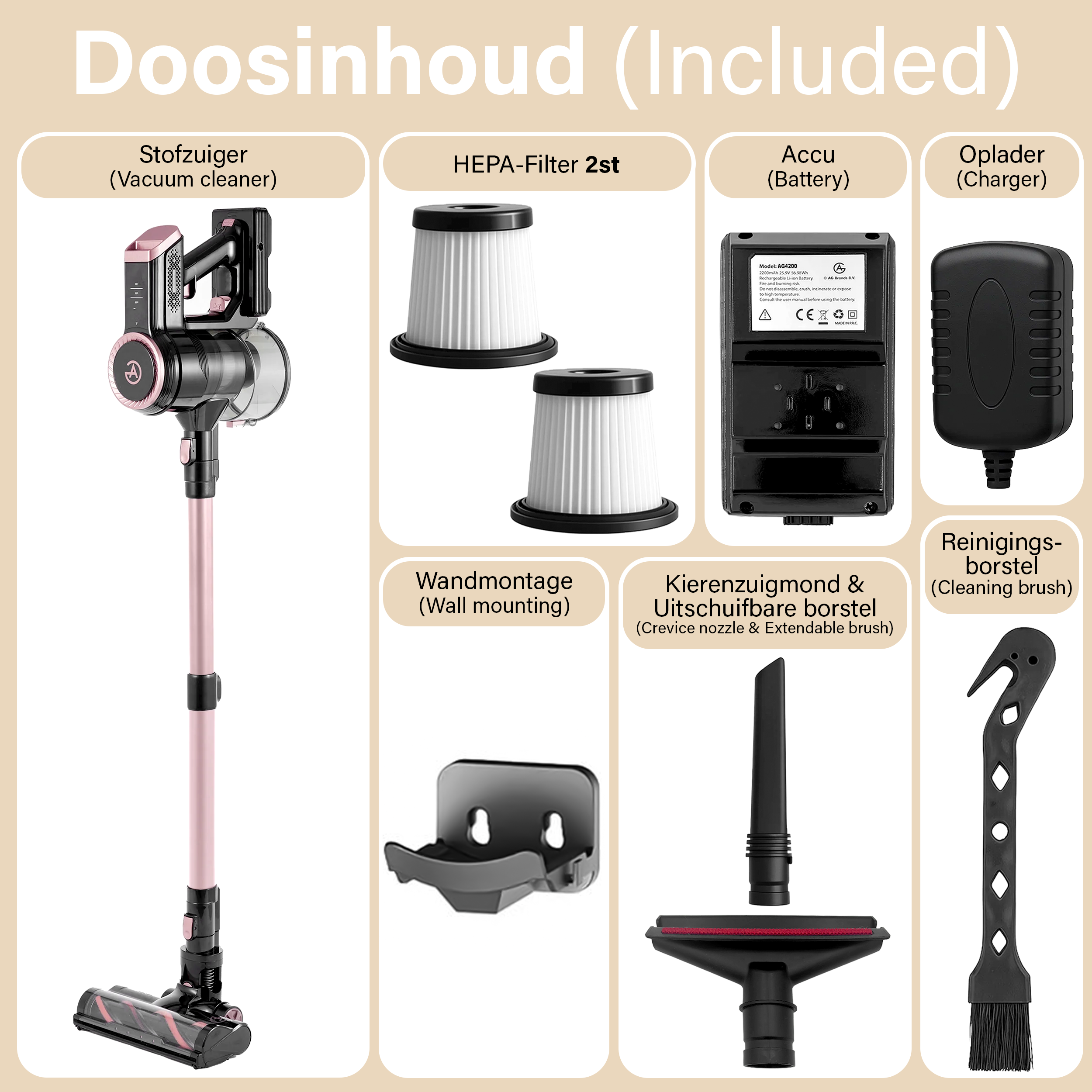 AG Steelstofzuiger. Rose Gold.