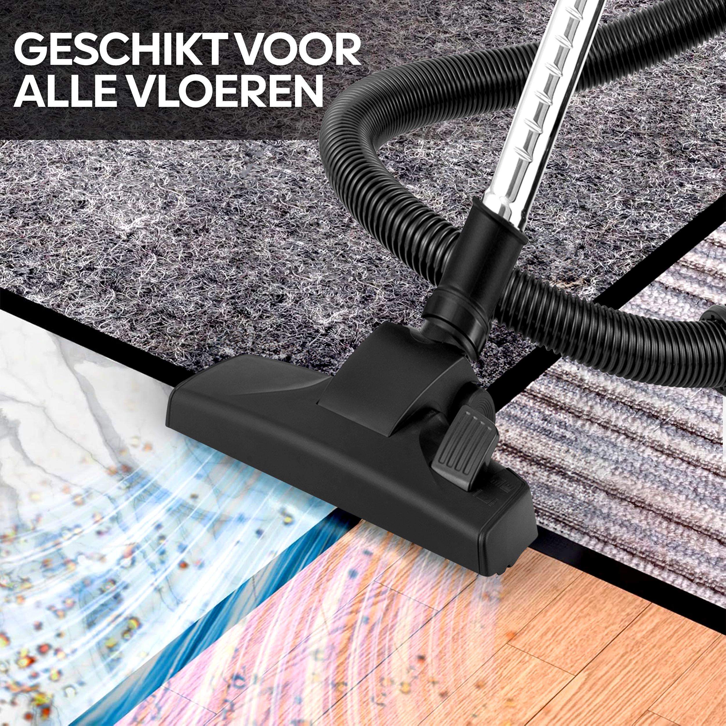 AG Stofzuiger zonder Zak - Extra Lang Snoer, Tot 9 Meter Actieradius - Zwart