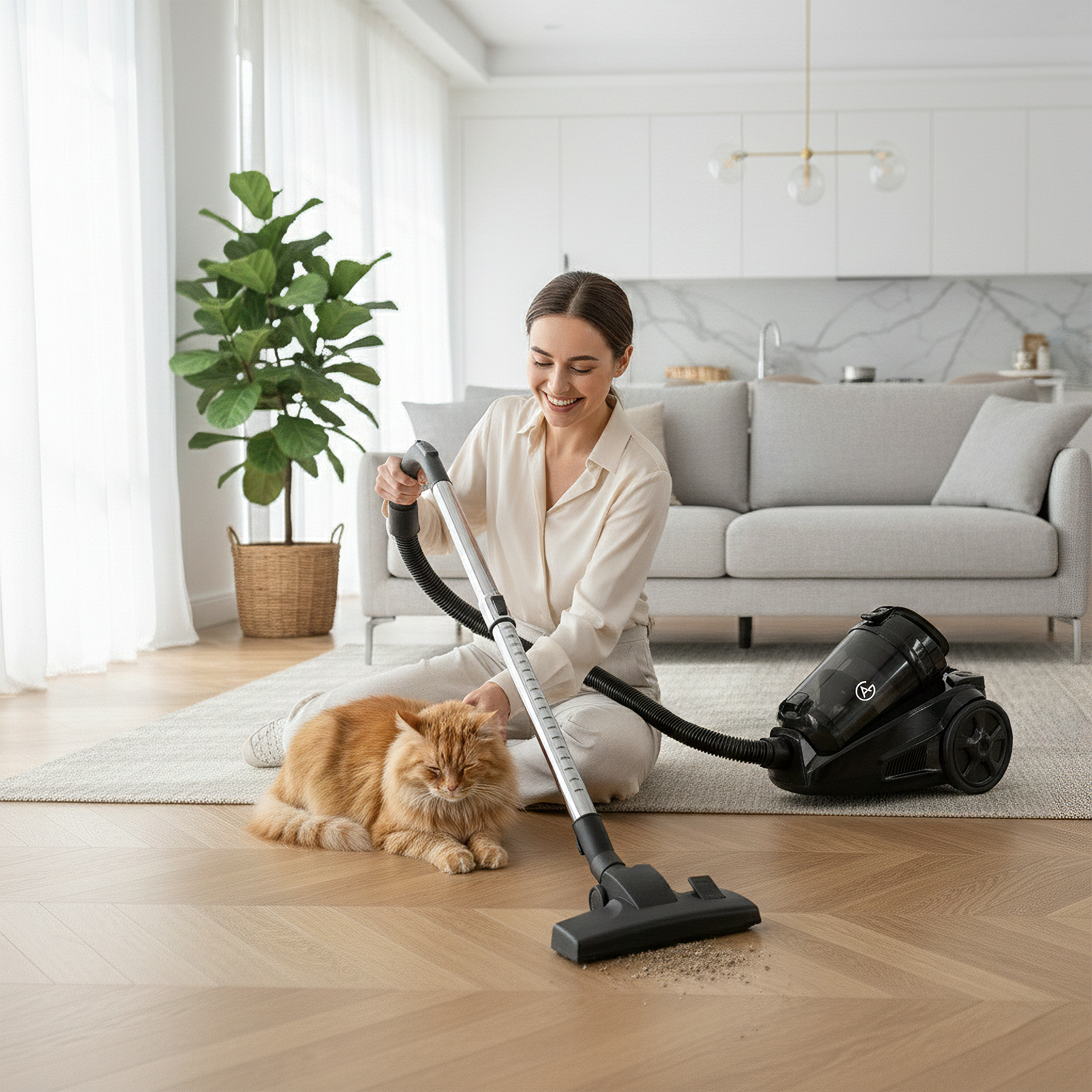 AG Stofzuiger zonder Zak - Extra Lang Snoer, Tot 9 Meter Actieradius - Zwart