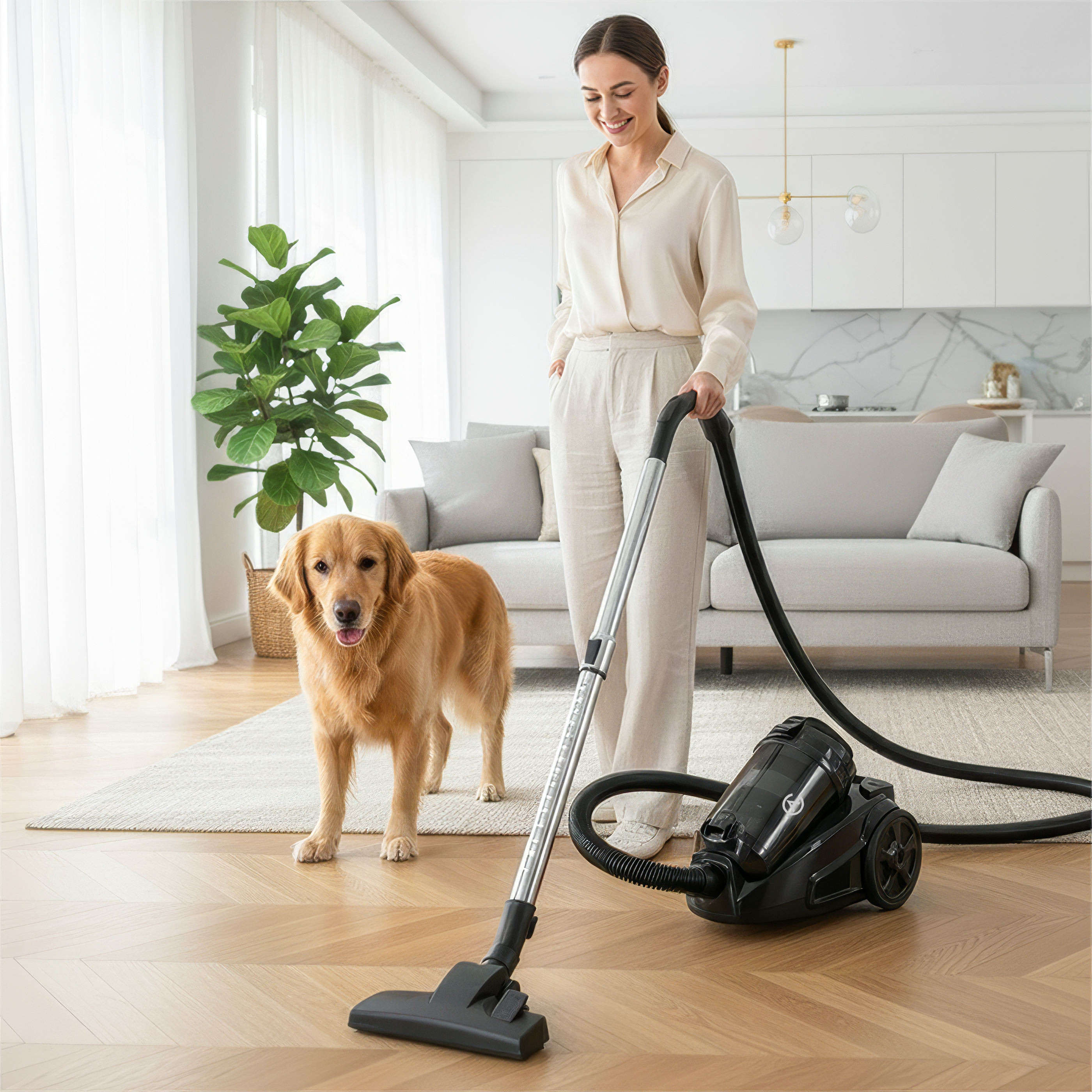 AG Stofzuiger zonder Zak - Extra Lang Snoer, Tot 9 Meter Actieradius - Zwart